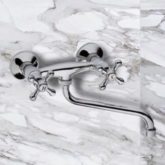 Tub Filler Chrome Wall Mount Tub Faucet with Long Swivel Spout Remer 41LI